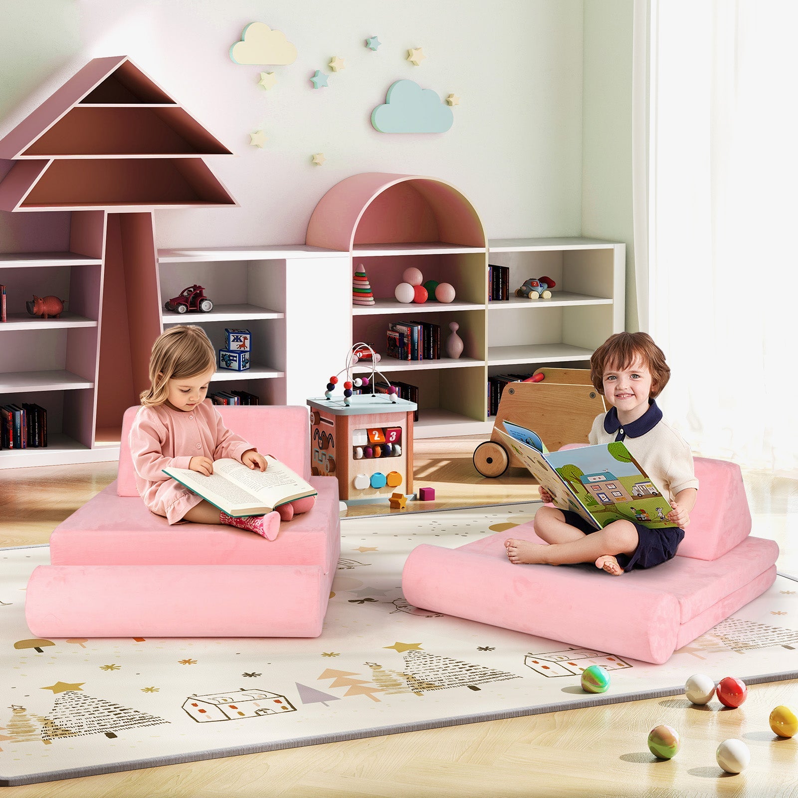 HONEY JOY 8 PCS Kids Play Couch
