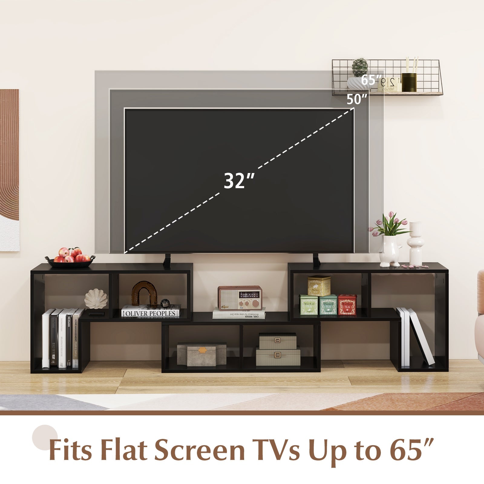 Giantex 3 Pieces Adjustable TV Console Stand