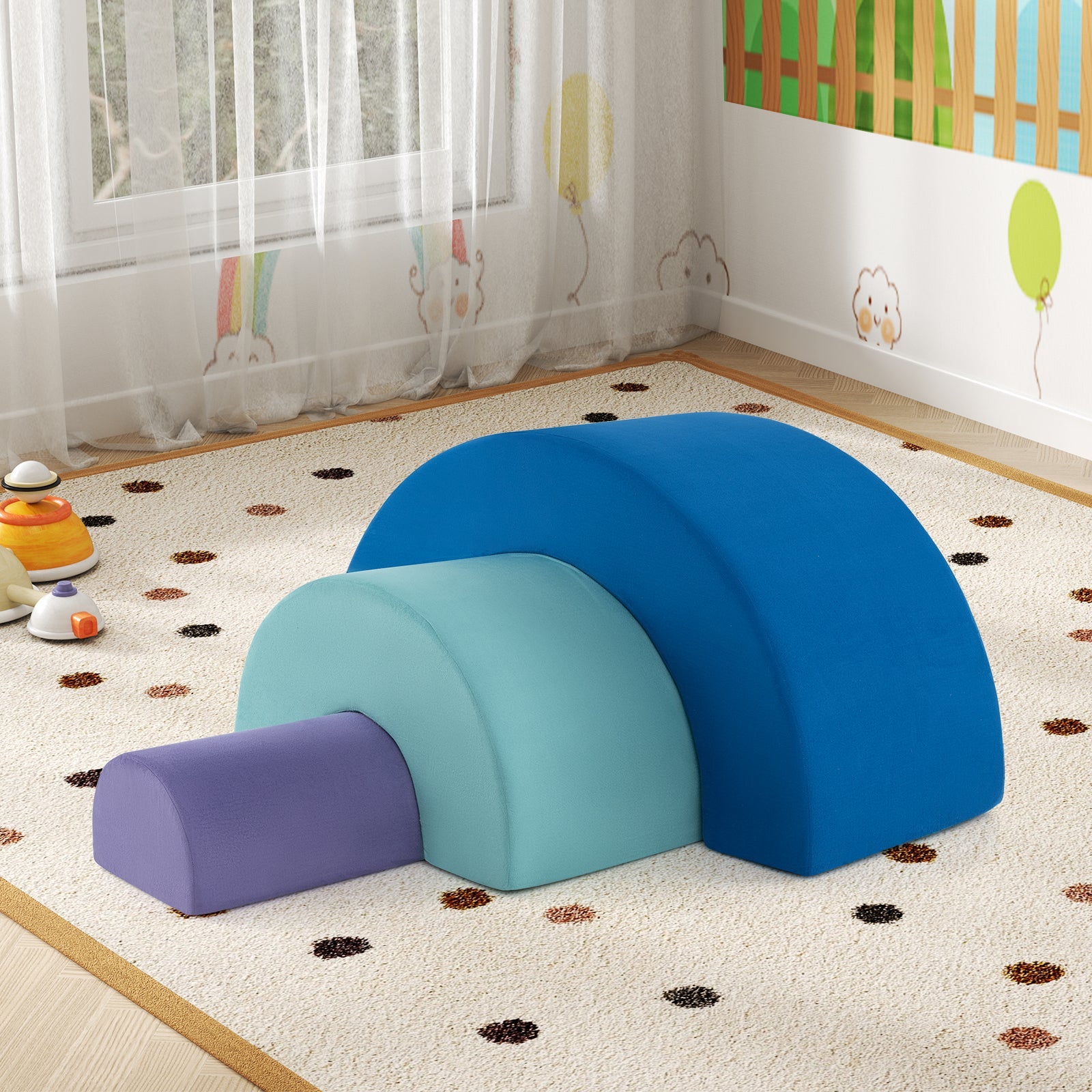 Rainbow Arc Climber Playset, Foam Climbing Blocks with Machine Washable Covers