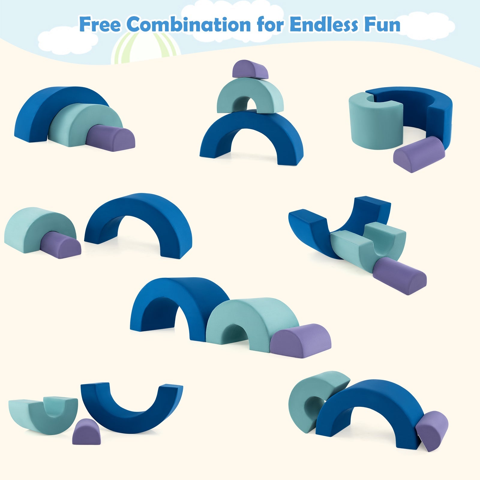 Rainbow Arc Climber Playset, Foam Climbing Blocks for Playroom