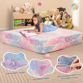 2 Seater Kids Play Couch, Glow in the Dark Modular Sofa Play Set for Toddlers, 3-in-1 Baby Fold out Sofa