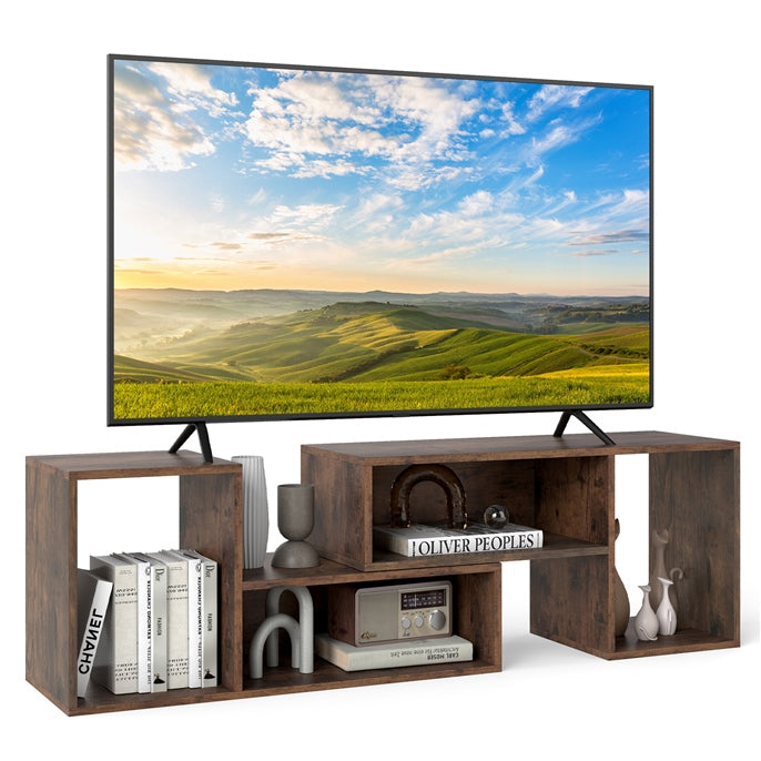 Wood TV Stands 2 PCS TV Console Cabinets for TVs up to 55 Inches