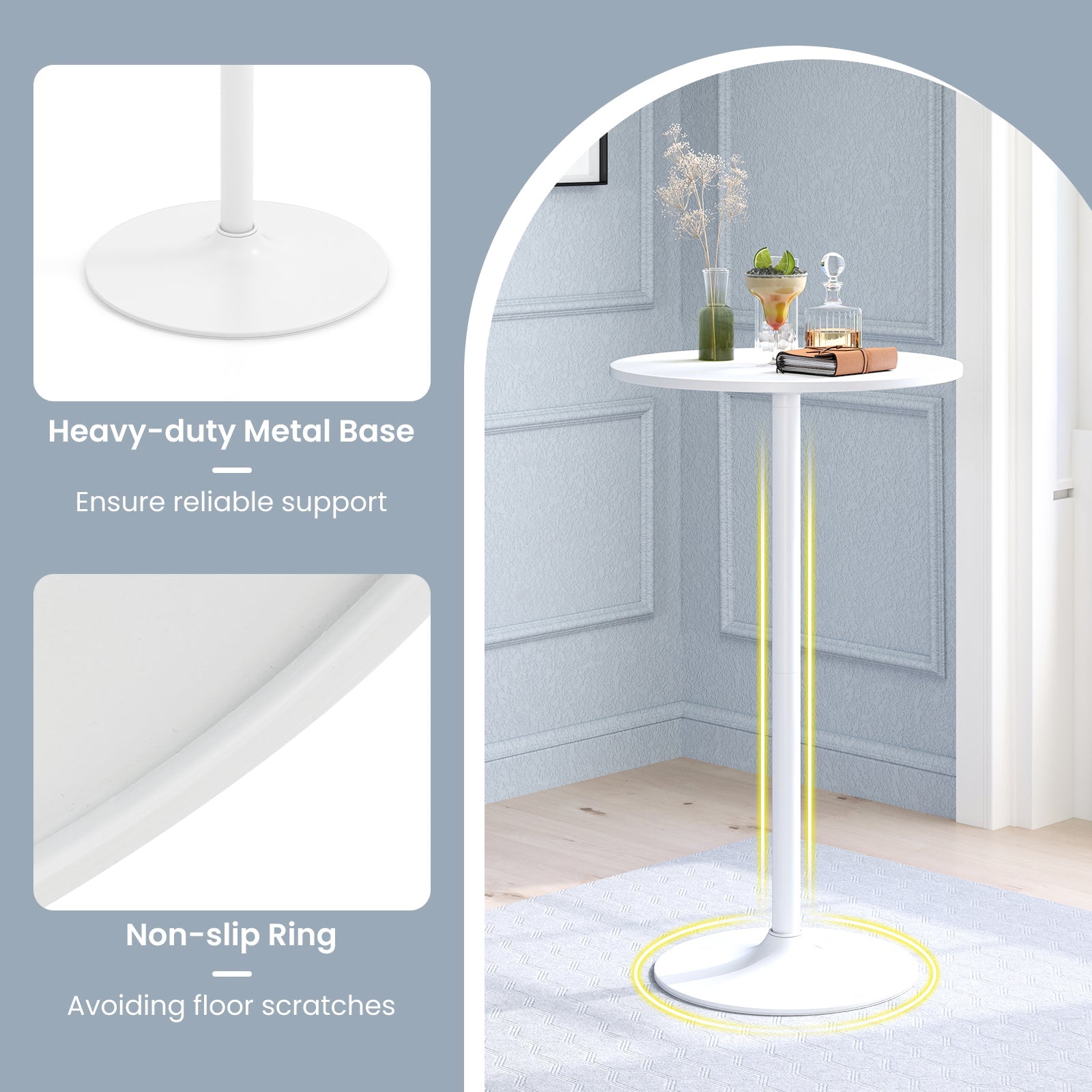 Giantex Round Bistro Table, 101.5 cm Bar Height Cocktail Table Converts into 56 cm Tall Coffee Table