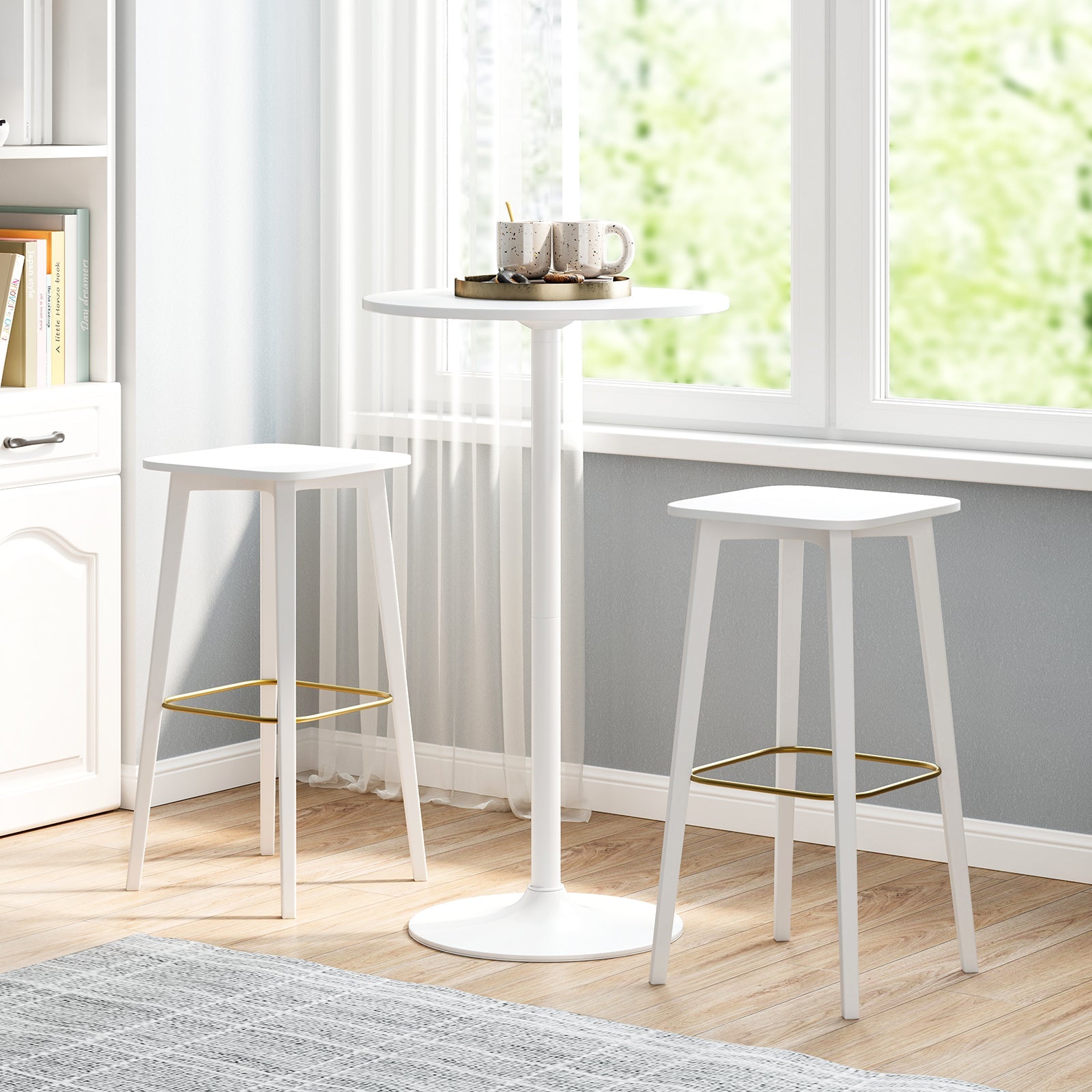 Giantex Round Bistro Table, 101.5 cm Bar Height Cocktail Table Converts into 56 cm Tall Coffee Table