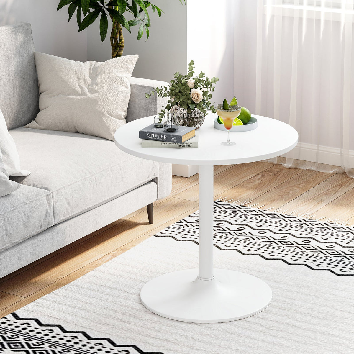 Giantex Round Bistro Table, 101.5 cm Bar Height Cocktail Table Converts into 56 cm Tall Coffee Table