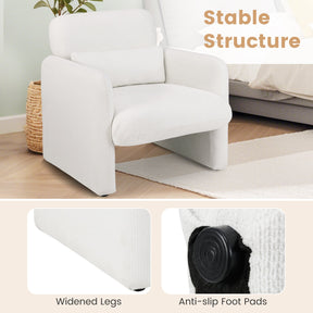 Chenille Accent Chair, Modern Upholstered Armchair w/ Removable Lumbar Pillow, Widened Backrest & Thick Seat Cushion