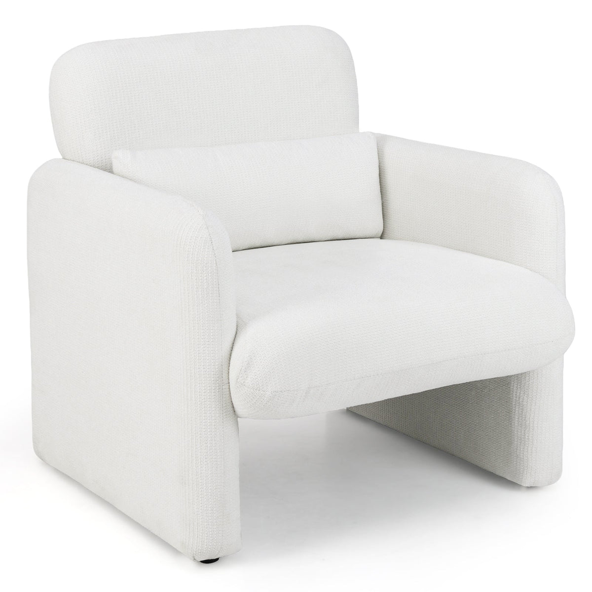 Chenille Accent Chair, Modern Upholstered Armchair w/ Removable Lumbar Pillow, Widened Backrest & Thick Seat Cushion