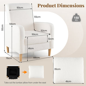 Accent Chair, Modern Upholstered Sofa chair with Lumbar Pillow