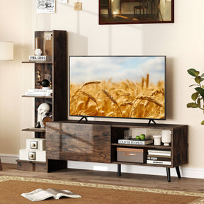 TV Stand for TVs up to 50 Inches, Entertainment Center with Bookshelf & Adjustable Shelf
