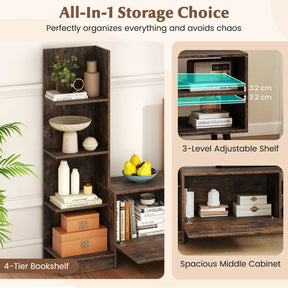 TV Stand for TVs up to 50 Inches, Entertainment Center with Bookshelf & Adjustable Shelf
