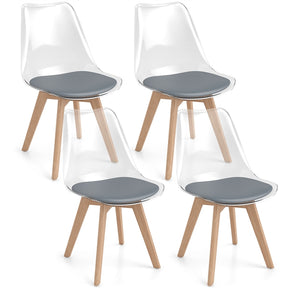 Set of 4 Clear Dining Chairs, Armless Modern Dining Chairs with Transparent Backrest
