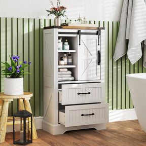 Farmhouse Bathroom Floor Cabinet, Freestanding Storage Cabinet