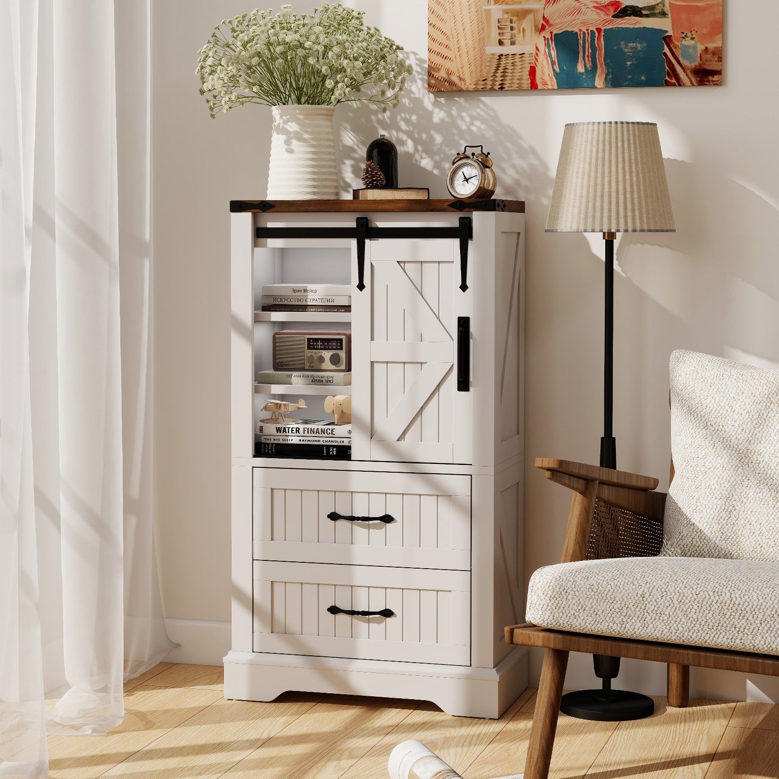 Farmhouse Bathroom Floor Cabinet, Freestanding Storage Cabinet