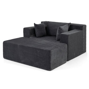 Single Foam Sofa with Ottoman, Boneless Floor Lounge Chair with Pillows for Small Spaces