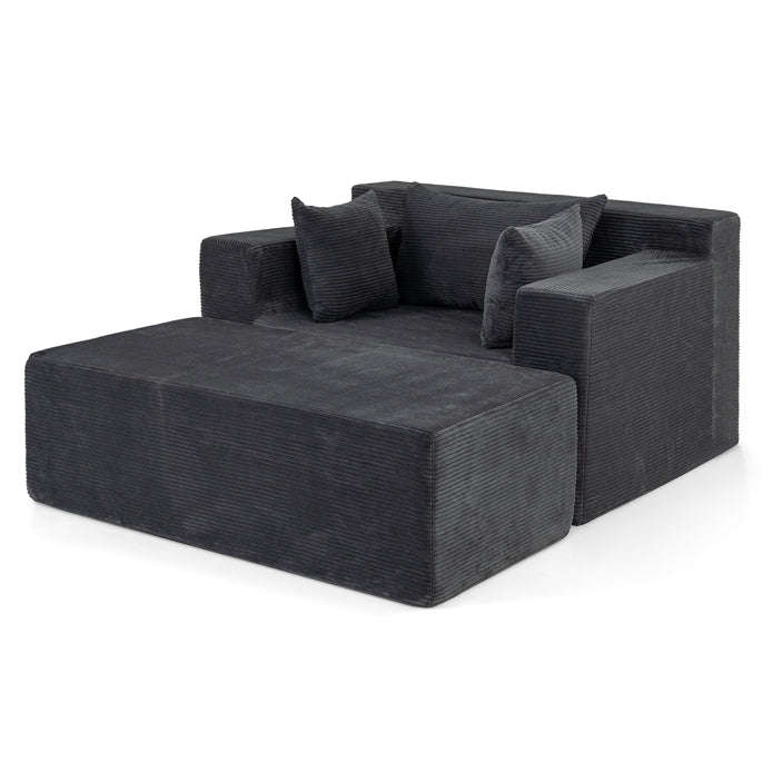 Single Foam Sofa with Ottoman, Boneless Floor Lounge Chair with Pillows for Small Spaces