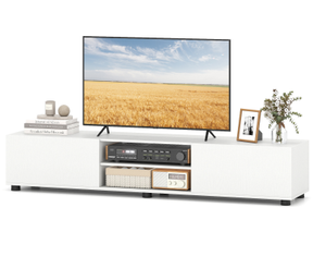 Modern TV Stand for up to 70" TVs, Minimalist Entertainment Center with 2 Doors & Open Shelves