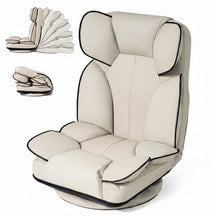 360 Degree Swivel Floor Gaming Chair, Folding Lazy Lounger Couch with 6-Position Adjustable Backrest & Sponge Filling