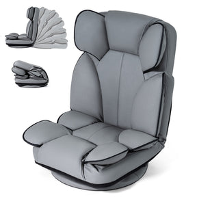 360 Degree Swivel Floor Gaming Chair, Folding Lazy Lounger Couch with 6-Position Adjustable Backrest & Sponge Filling