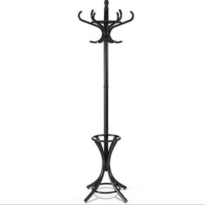 Coat Rack, Free Standing Coat Rack, Solid Wood Coat Tree w/ 12 Hooks & Umbrella Holder, Solid Wood Structure, Stable Base, Standing Rack for Hallway