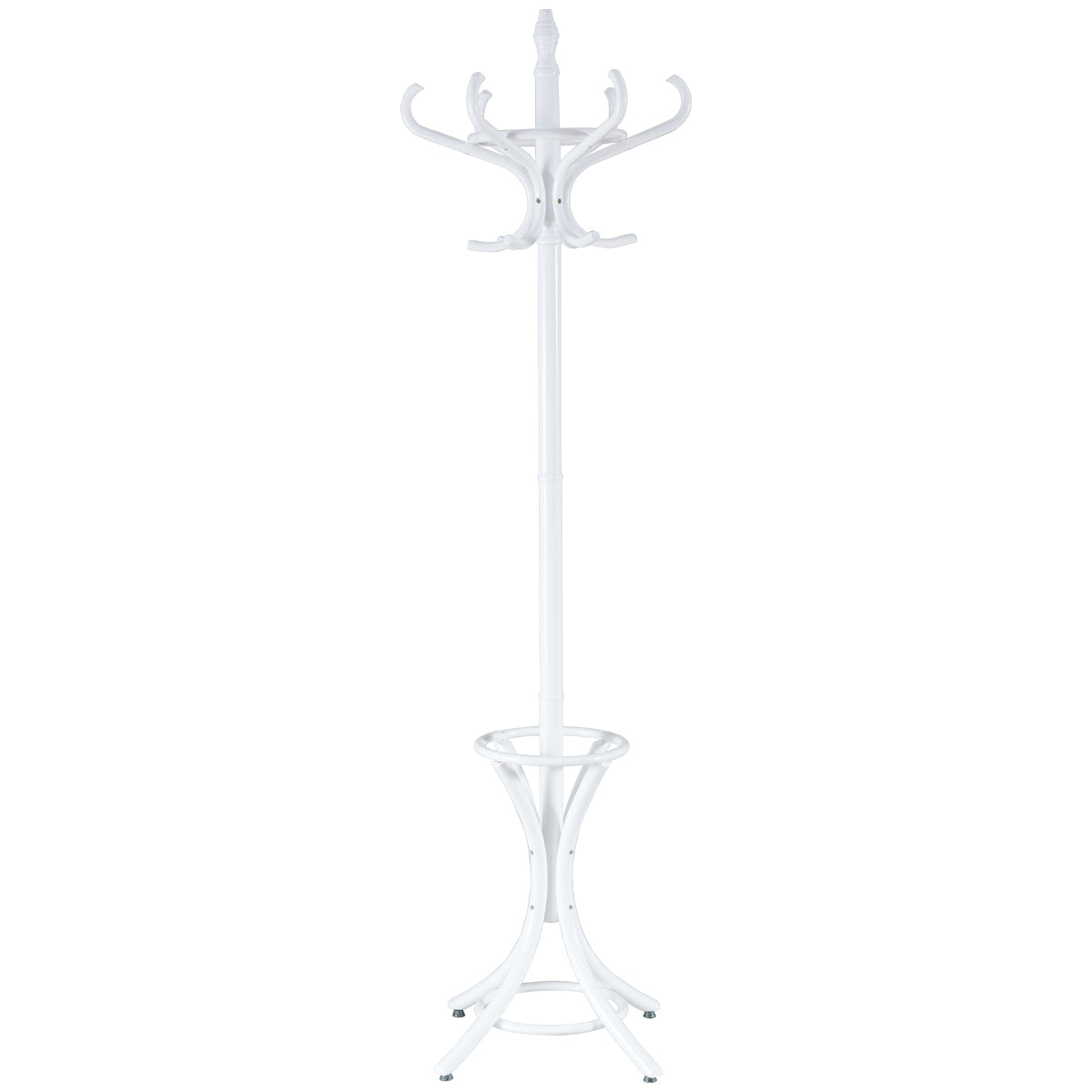 Coat Rack, Free Standing Coat Rack, Solid Wood Coat Tree w/ 12 Hooks & Umbrella Holder, Solid Wood Structure, Stable Base, Standing Rack for Hallway