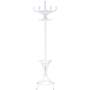 Coat Rack, Free Standing Coat Rack, Solid Wood Coat Tree w/ 12 Hooks & Umbrella Holder, Solid Wood Structure, Stable Base, Standing Rack for Hallway
