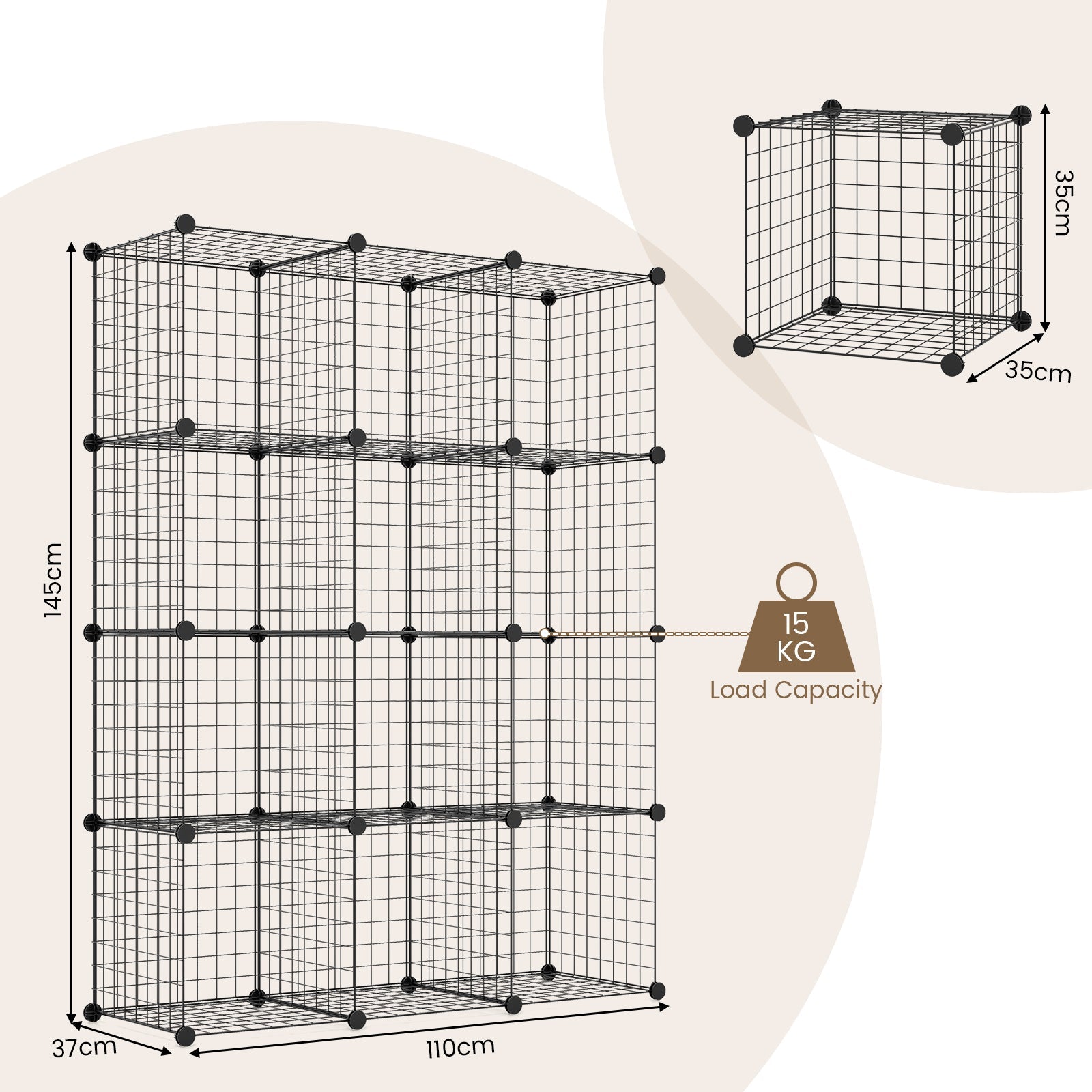 Giantex Metal Wire Cube Storage, 12-Cube Stackable Free Standing Cubby Storage Organizer Shelf