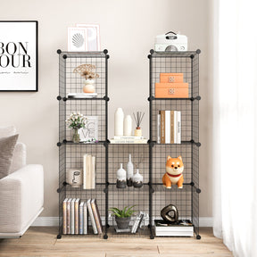 Giantex Metal Wire Cube Storage, 12-Cube Stackable Free Standing Cubby Storage Organizer Shelf