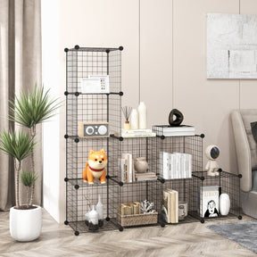 Giantex Metal Wire Cube Storage, 12-Cube Stackable Free Standing Cubby Storage Organizer Shelf