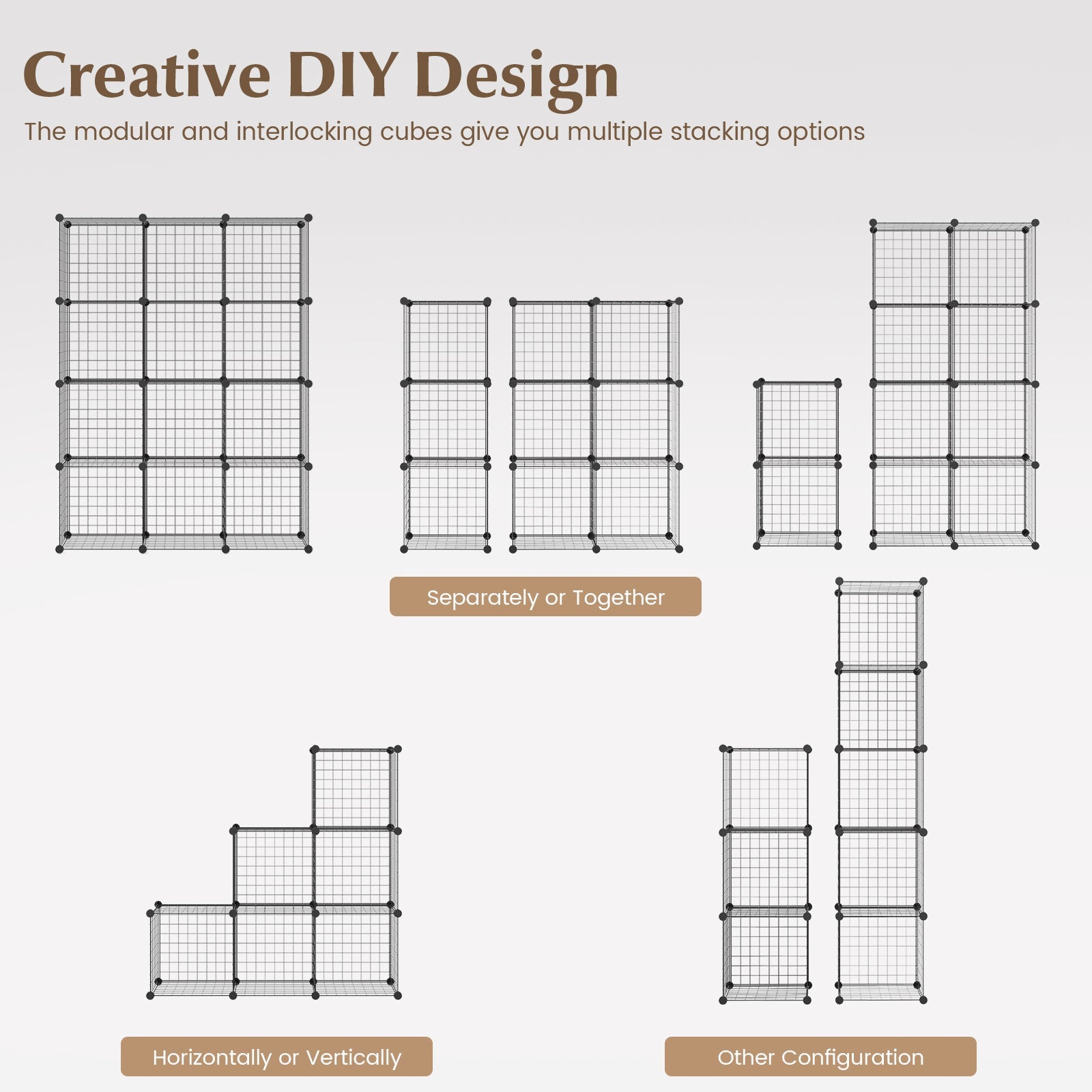 Giantex Metal Wire Cube Storage, 12-Cube Stackable Free Standing Cubby Storage Organizer Shelf