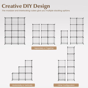 Giantex Metal Wire Cube Storage, 12-Cube Stackable Free Standing Cubby Storage Organizer Shelf