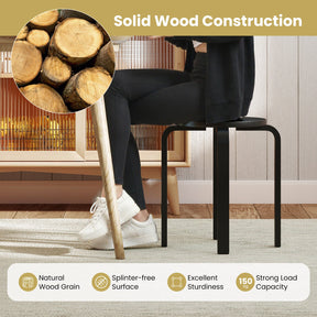 Set of 4 Round Stacking Stools, Solid Wood Dining Room Stool