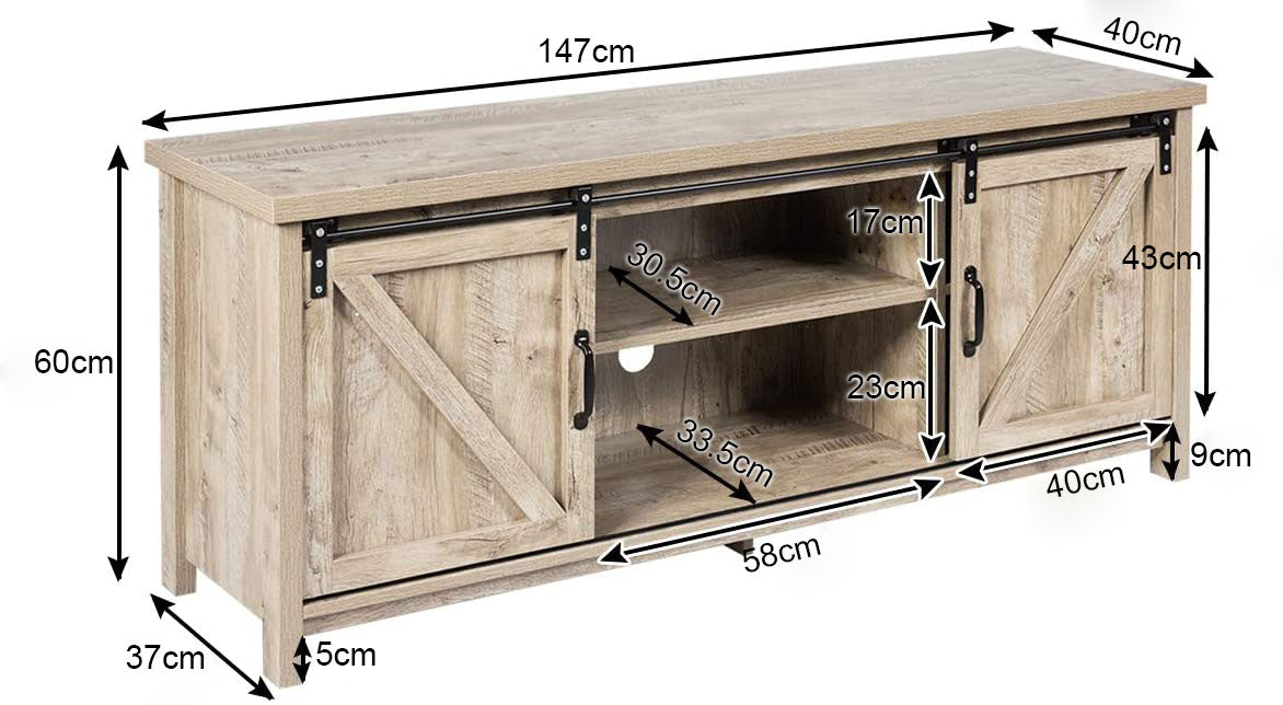 Giantex TV Stand for 65” Television, 2 Center Compartments & 2 Cabinets, Wooden TV Cabinet