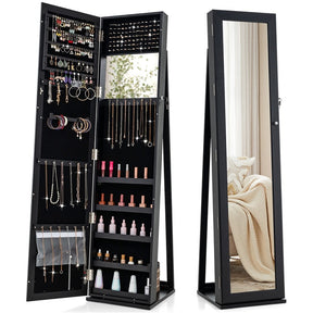 Giantex 2-in-1 Standing Jewelry Armoire w/ Higher Full Length Mirror, Lockable Jewelry Cabinet Organizer