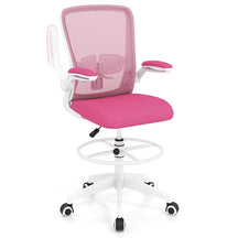 Adjustable Drafting Chair, 360° Swivel Designed Mesh Fabric Chair w/Lumbar Support