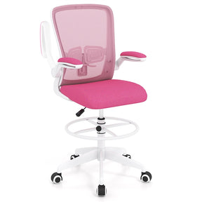 Adjustable Drafting Chair, 360° Swivel Designed Mesh Fabric Chair w/Lumbar Support