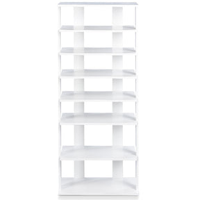 Giantex 7-Tier Wooden Shoe Rack, Shoe Storage Tower Multiple Layers, Detachable Board
