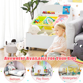 Kids Wooden Storage Cabinet with Rolling Casters
