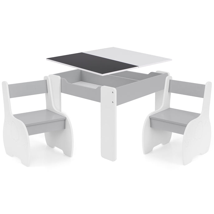 4-in-1 Wooden Kids Activity Table and Chair Set for Drawing and Studying