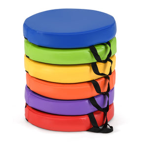 6 PCS Round Floor Cushions for Kids, 35cm Classroom Floor Cushions with Handles