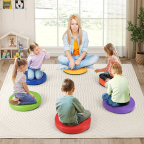 6 PCS Round Floor Cushions for Kids, 35cm Classroom Floor Cushions with Handles