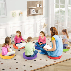 6 PCS Round Floor Cushions for Kids, 35cm Classroom Floor Cushions with Handles