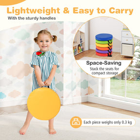 6 PCS Round Floor Cushions for Kids, 35cm Classroom Floor Cushions with Handles