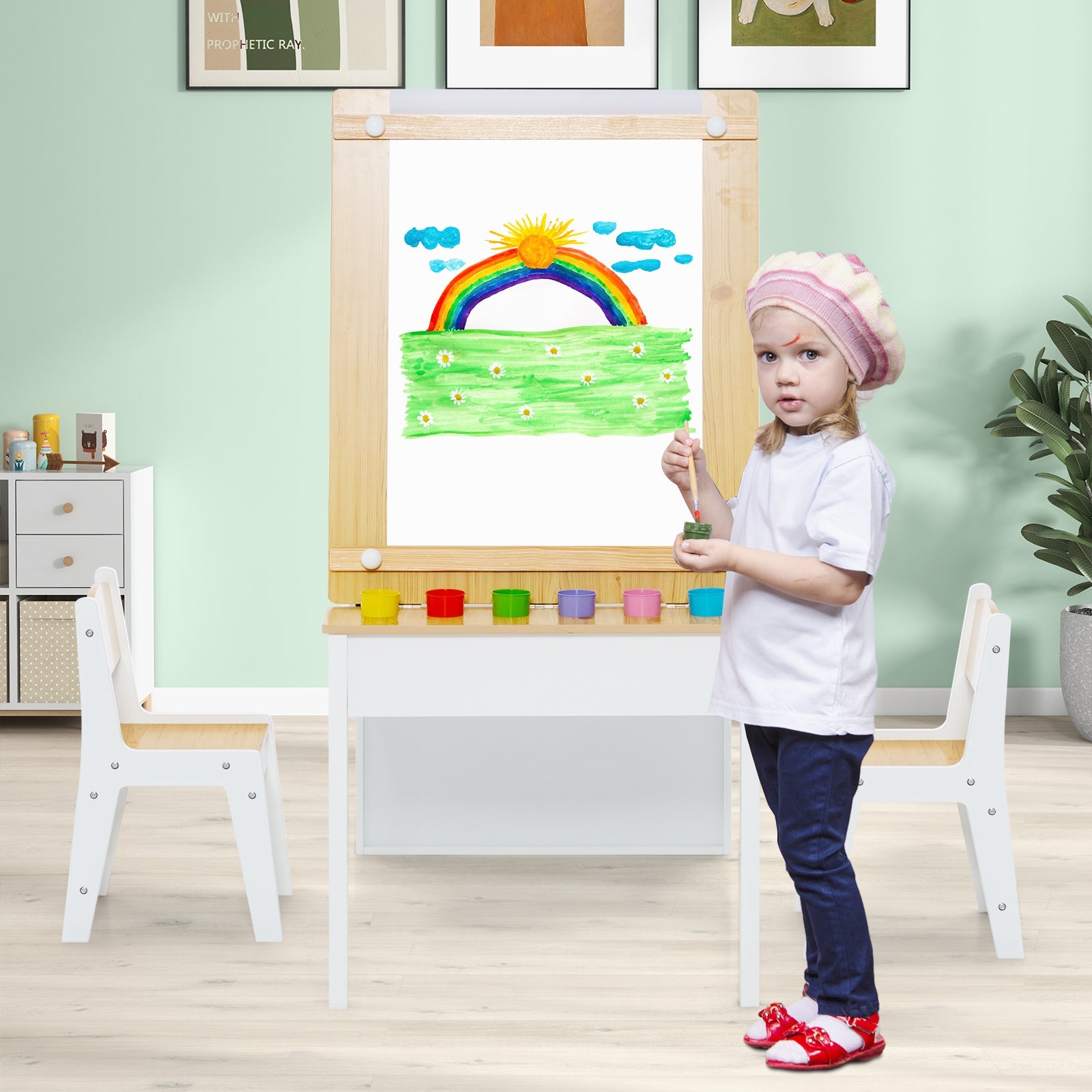 Multi-functional Kids Art Easel Table & Chair Set