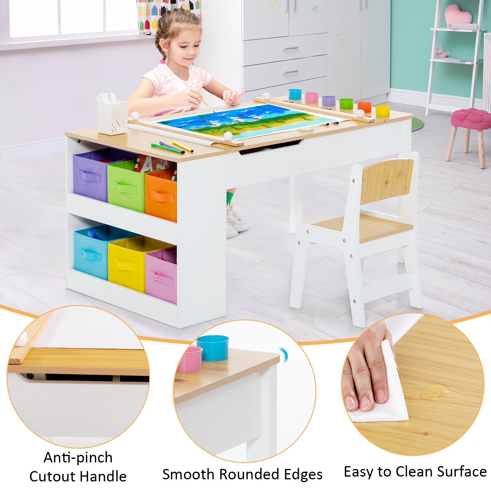 Multi-functional Kids Art Easel Table & Chair Set