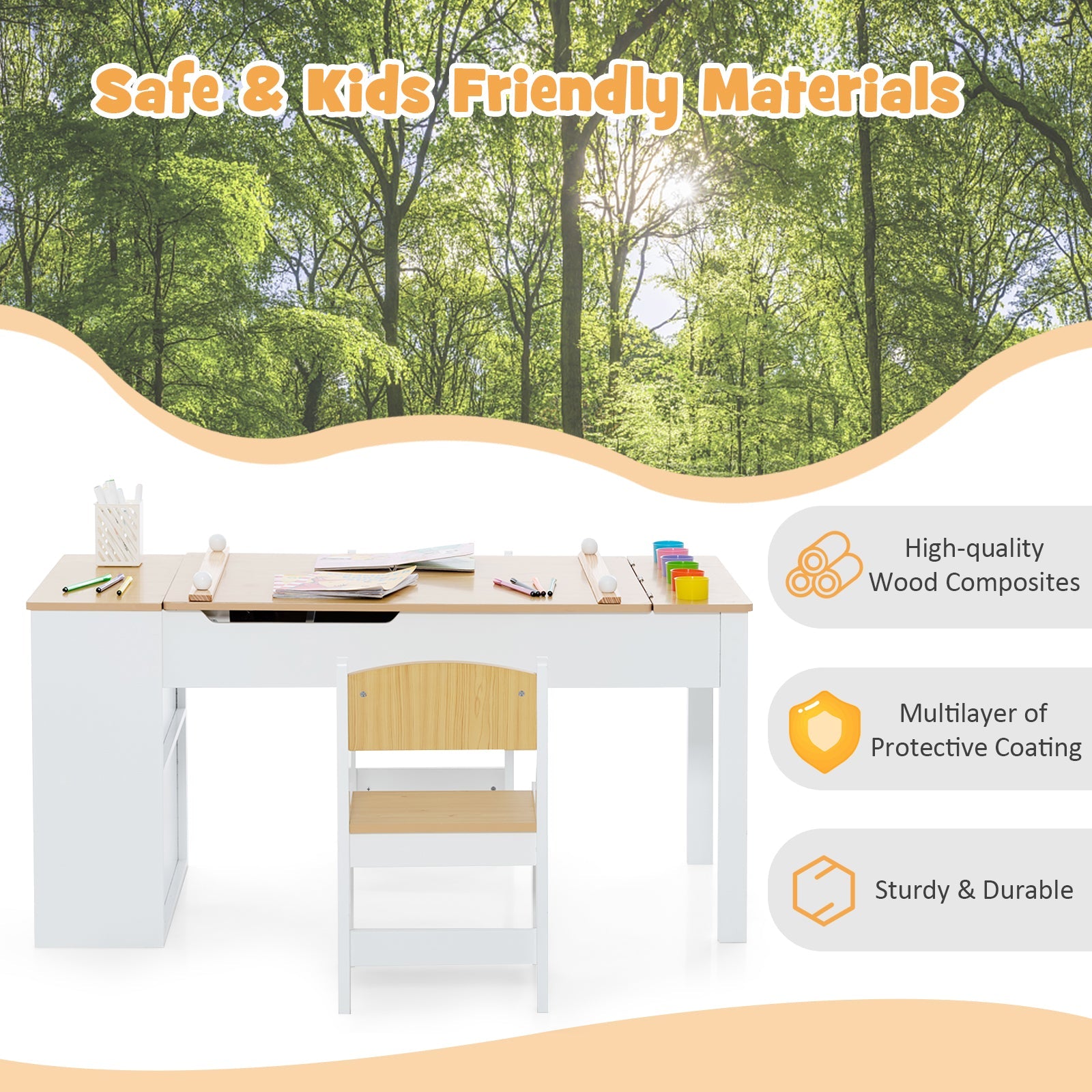 Multi-functional Kids Art Easel Table & Chair Set