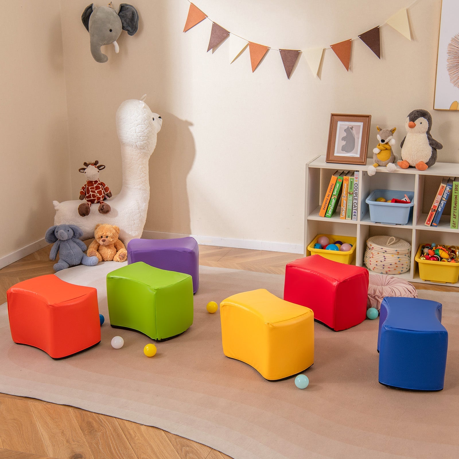 Modular Stool Set for Kids, 6 PCS Butterfly Stools with Detachable