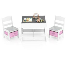 3-In-1 Kids Multi Activity Table & 2 Chairs Set for Toddlers
