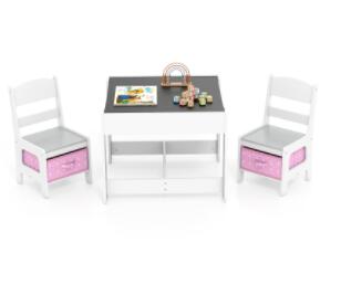 3-In-1 Kids Multi Activity Table & 2 Chairs Set for Toddlers