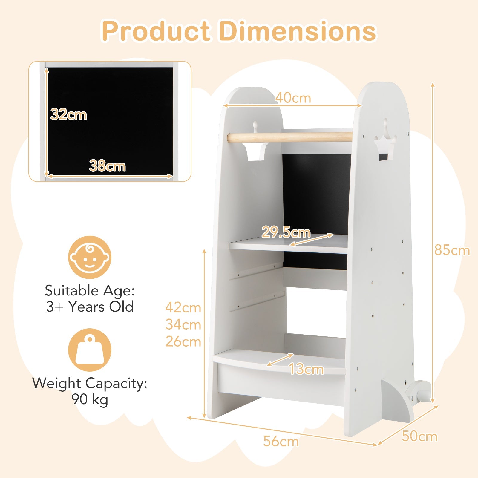 Toddler Tower, Multipurpose Wooden Kids Kitchen Tower