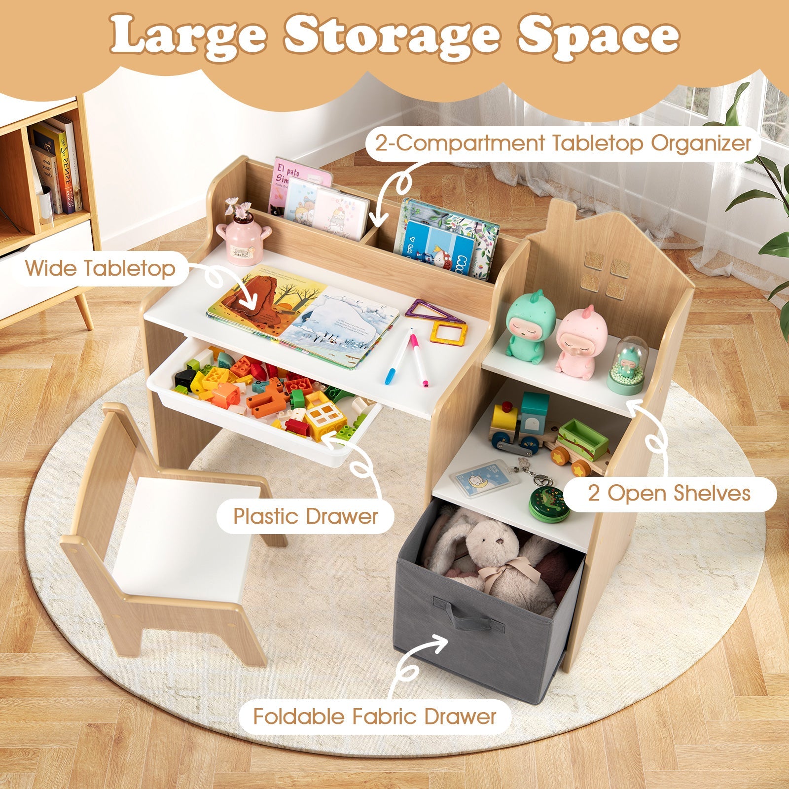 Student Drawing Writing Desk Set for Boys & Girls